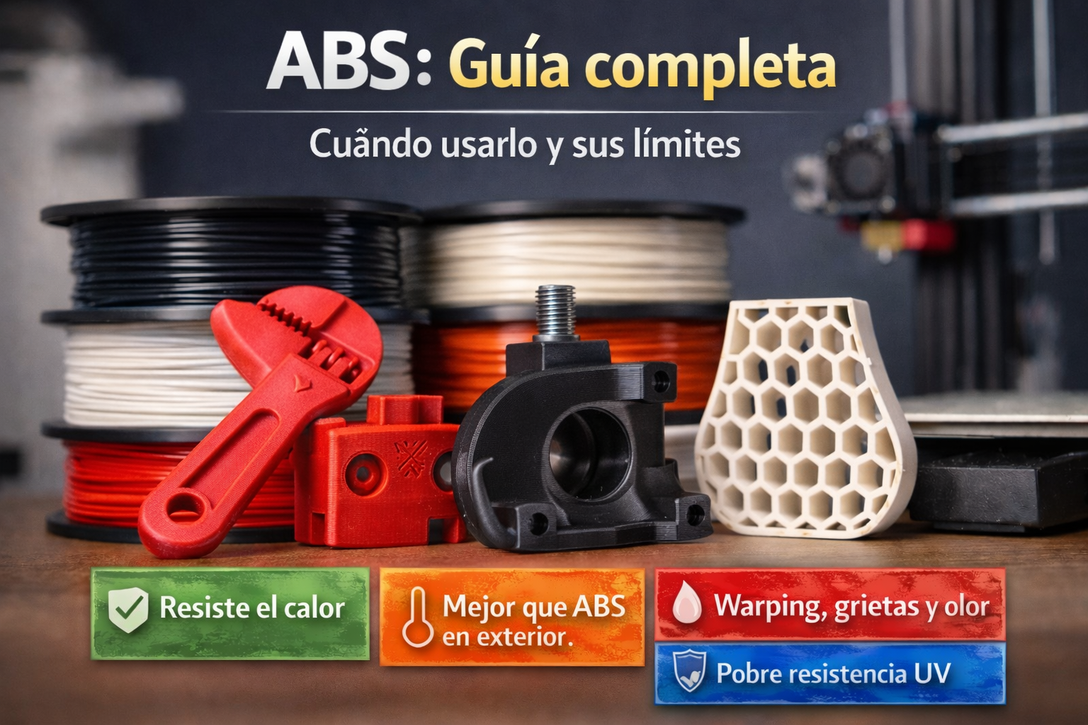 ABS en impresión 3D: guía completa, usos y límites - Ruobott 3D